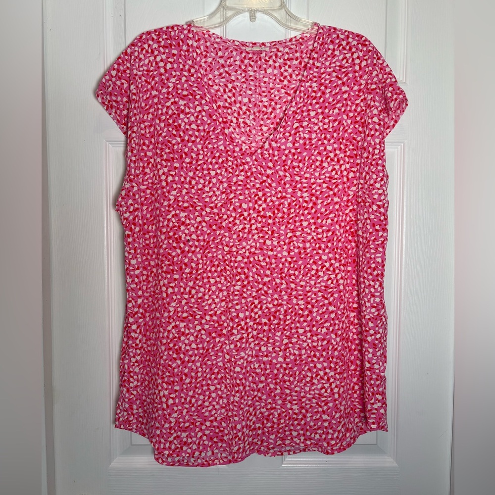 JODIFL Pink Patterned Women's Top Size Large